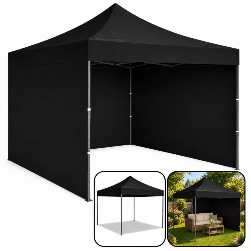 LEAN Express Carpa de jardín Carpa de hostelería Negra 3x3M