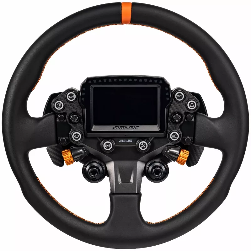 Simagic ZS-330RR aro de volante de cuero, 330mm, costuras rojas, sin buje