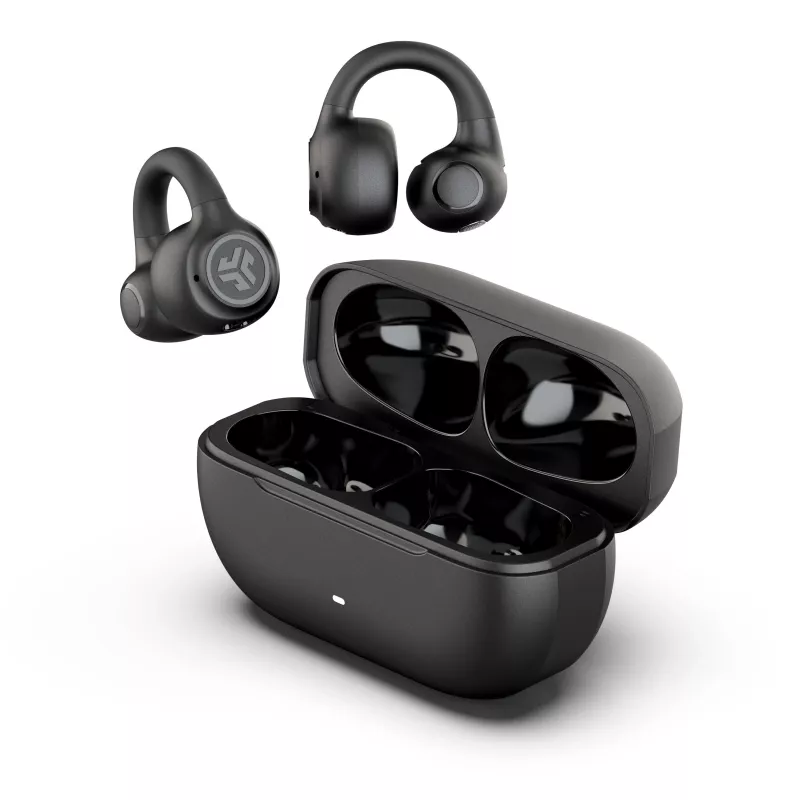JLab Flex Open Air Clip Auriculares True Wireless, Bluetooth 5.3, 32h de autonomía total, IP55, Negro
