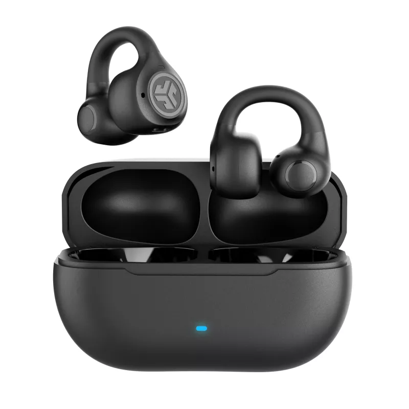 JLab Flex Open Air Clip Auriculares True Wireless, Bluetooth 5.3, 32h de autonomía total, IP55, Negro