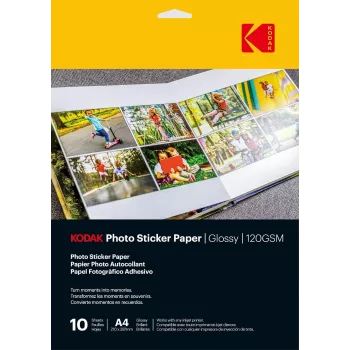 Kodak Papel de pegatinas fotográficas Brillante 120gsm A4 10 hojas (3510645)