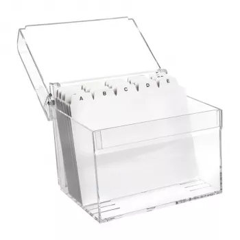 MAUL Fichero de acrílico A6, cristal transparente incl. 100 fichas y registro A-Z (19528-05)