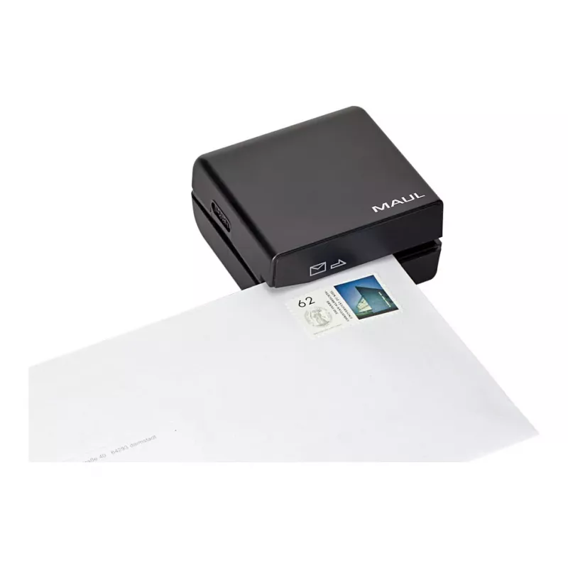 MAUL Abrecartas eléctrico, a pilas, negro, cuchillas de acero inoxidable, carcasa de plástico (75618-90)
