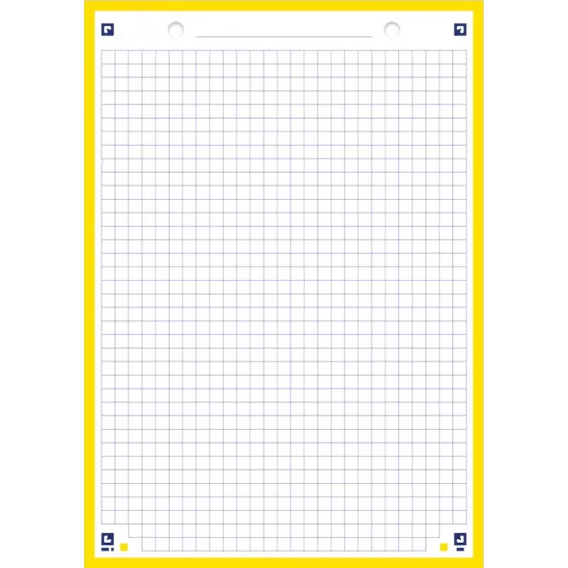 Oxford fichas, DIN A5, cuadriculadas, blanco/amarillo, 210 g/m², 2 perforaciones, borde de color, 100 fichas 400100550