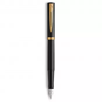 Waterman Allure Impression estilográfica, negra con detalles dorados, plumín medio 2225500