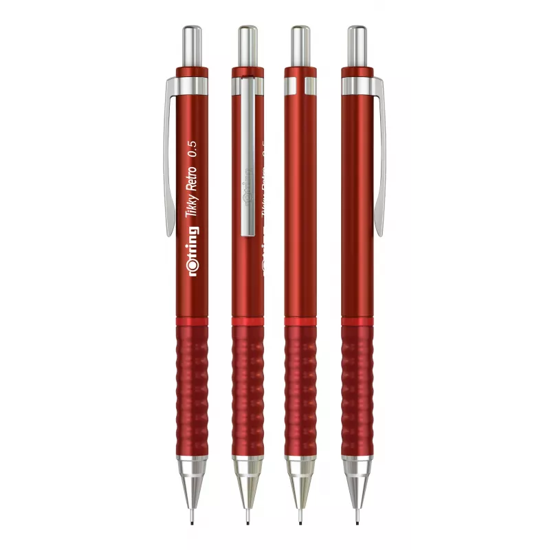 Rotring Tikky Retro portaminas 0,5 mm rojo punta cromada zona de agarre de goma 2202568