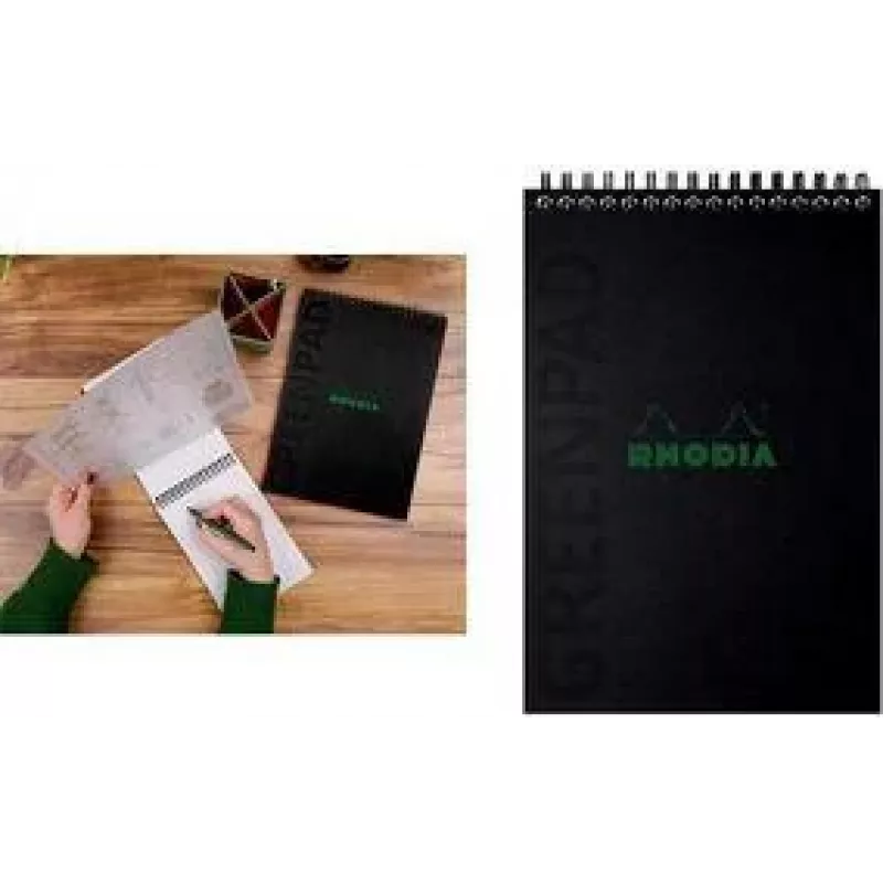 RHODIA GREENPAD cuaderno de espiral A5+ rayado negro 160x210mm 90 g/m² 80 hojas 119929C
