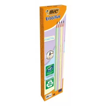 BIC Evolution PASTEL lápices de grafito HB 2 mm colores pastel surtidos pack de 12 518307