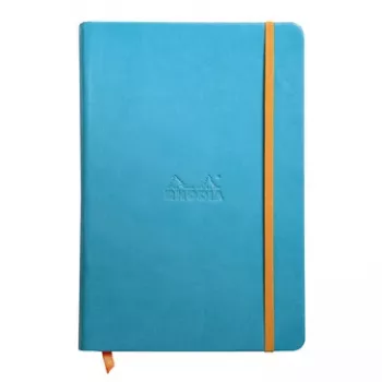 RHODIA RHODIARAMA cuaderno A5 rayado, tapa dura turquesa de piel sintética, 96 hojas 118747C