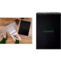 Rhodia GreenPad cuaderno de espiral A5+ cuadriculado, negro, 160 x 210 mm, 90 g/m², 80 hojas 119928C