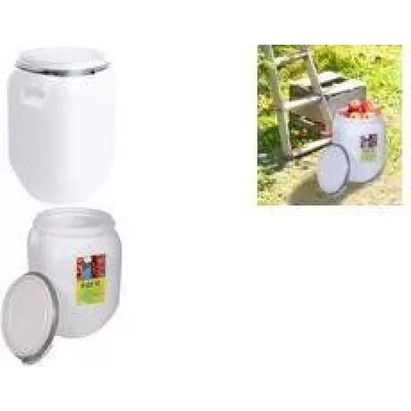 EDA bidón de almacenamiento 25 L, plástico, blanco, con tapa, multifuncional, 1 unidad 010558 NA