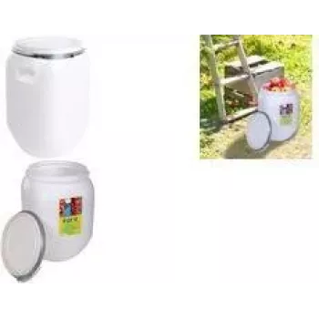 EDA Bidón de almacenamiento de plástico blanco 50L con tapa 010559 NA