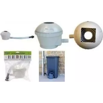EDA set recolector de agua de lluvia para bidones, gris, con filtro y bloqueo de rebose, 1 ud. (010916 G SX10)