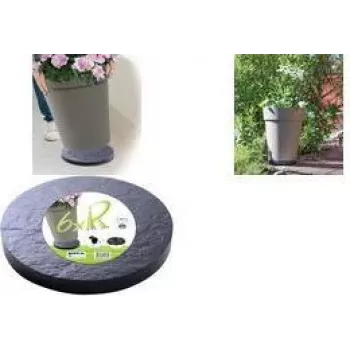 EDA plataforma con ruedas para plantas con 5 ruedas multidireccionales, efecto piedra, gris antracita, 30 cm de diámetro, 60 kg de carga (010940 G. ARD C)
