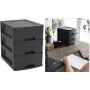 EDA STONE Caja de cajones DIN A5, 3 cajones, polipropileno, negro 010322 NO