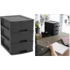 EDA STONE Caja de cajones DIN A5, 3 cajones, polipropileno, negro 010322 NO