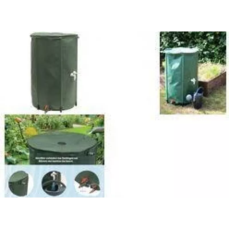 EDA RÉCUP'O Kit de bidón de lluvia 250 L, verde, 600 mm de diámetro, plegable, resistente a los rayos UV 010982 V.CA