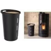 EDA Caja de almacenamiento de pellets, 38 litros, plástico negro con tapa de madera, capacidad 20 kg – 1 unidad (010478 NO)