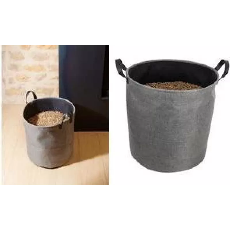 EDA Bolsa de almacenamiento de pellets, 60 litros, gris oscuro, capacidad 30 kg, fieltro, plegable, con asas 010488 G/NO