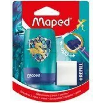 Maped Dragon Sacapuntas y goma de borrar combinados - Doble depósito con goma de borrar integrada, 1 unidad (049224)