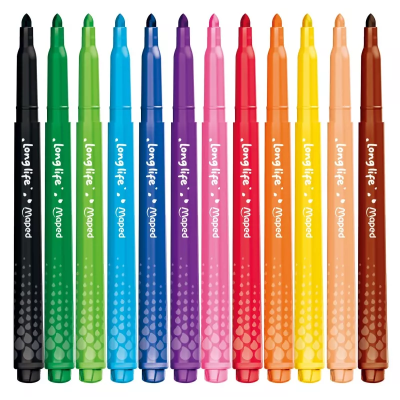 Maped Color'Peps Long Life Rotuladores, colores surtidos, 12 rotuladores (844000)