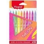 Maped Rotuladores neón, pack de 10, punta redonda de 2,8 mm, estuche de cartón 845419