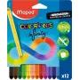 Maped COLOR'PEPS INFINITY Set de lápices de colores triangulares, 12 colores surtidos, duran 10 veces más, mina 100% pigmento, funda reutilizable 861602
