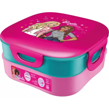 Maped PICNIK Kids Concept Barbie fiambrera 3 en 1, 1,4 L, 2 compartimentos + caja de snacks, rosa/multicolor 871097
