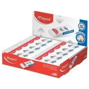 Maped Technic PRECISION goma de borrar de plástico, blanca, caja expositora de 40 unidades (126111)