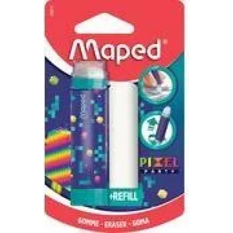 Maped Pixel Party goma de borrar con recambio, formato labial, blíster 152015