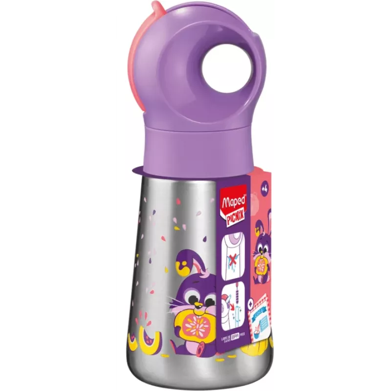 Maped PICNIK botella isotérmica conejo 350 ml acero inoxidable con pajita 873002