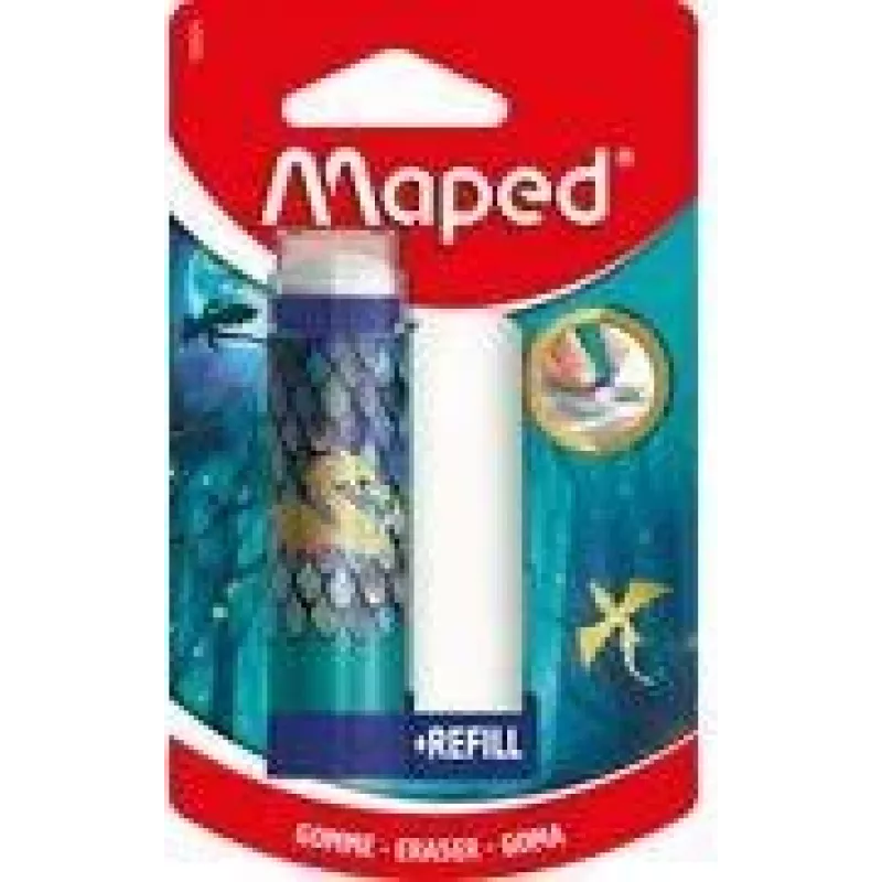 Maped DRAGON goma de borrar de plástico Twist-Out con recambio, formato labial, blíster 152024