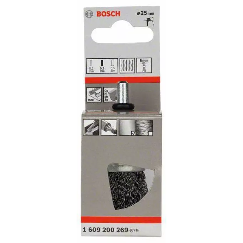 Bosch 1 609 200 269 cepillo de alambre de púas, acero ondulado, 25 mm, vástago 6 mm