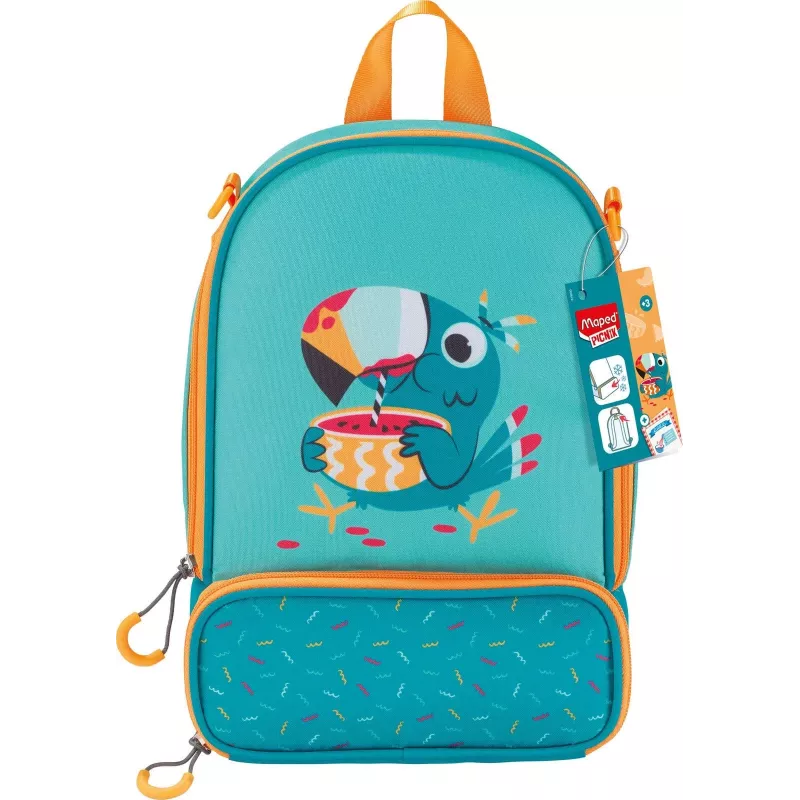Maped PICNIK mochila infantil TUKAN, mochila verde para guardería, poliéster, compartimento principal grande – 1 unidad (879003)