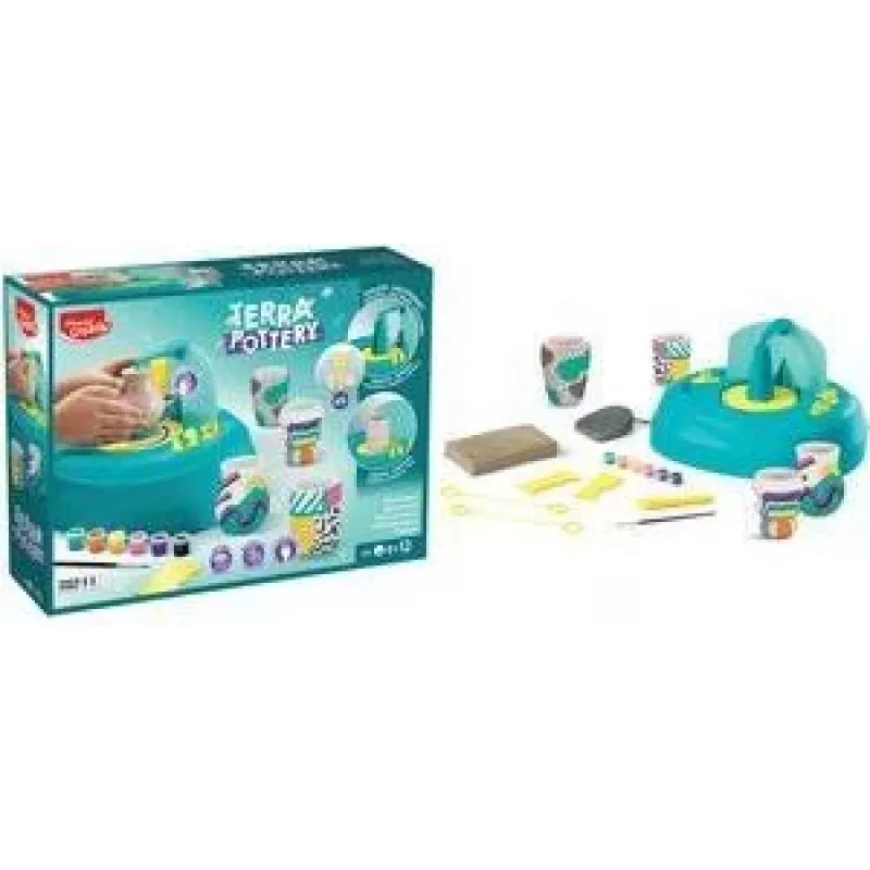 Maped Creativ set de alfarería para niños a partir de 8 años, 2 modos para principiantes y avanzados, arcilla de secado al aire con herramientas y pinturas (907220)