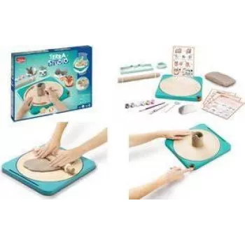Maped Creativ Set de alfarería para niños a partir de 5 años, arcilla de secado al aire con 6 colores, herramientas, pincel y barniz 907224