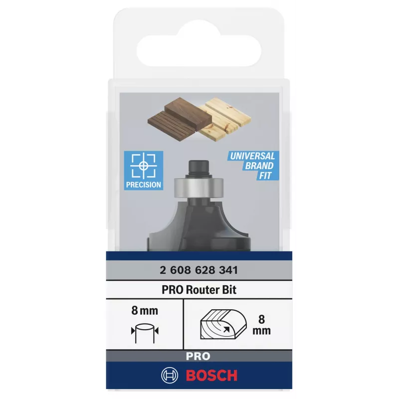 Bosch Expert for Wood fresa de redondear 8 mm mango, R1 8 mm, 15,5 mm longitud de corte, 53 mm longitud total 2608628341
