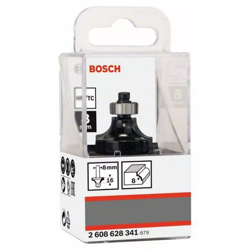 Bosch Expert for Wood fresa de redondear 8 mm mango, R1 8 mm, 15,5 mm longitud de corte, 53 mm longitud total 2608628341