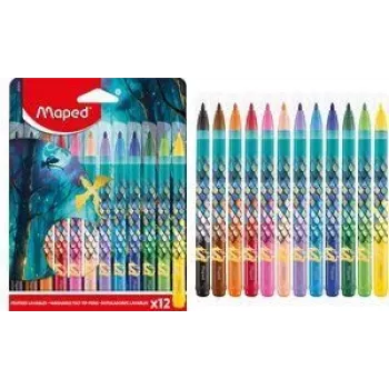 Maped DRAGON rotuladores, 12 colores surtidos, punta redonda 2,8 mm, estuche de cartón 845434