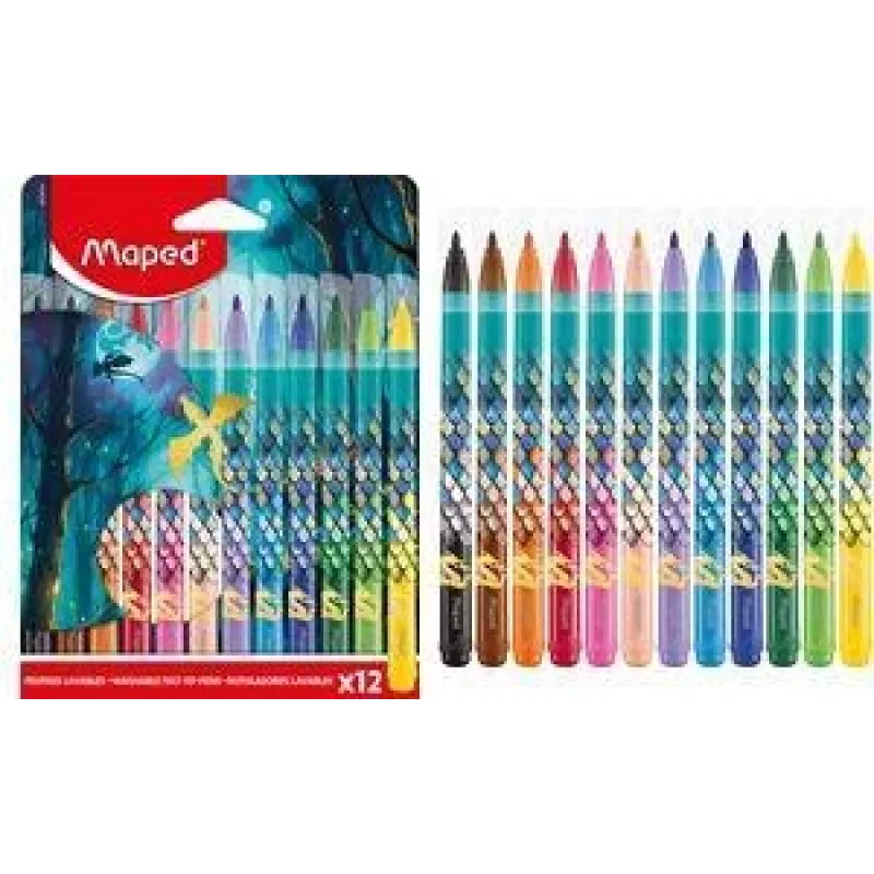 Maped DRAGON rotuladores, 12 colores surtidos, punta redonda 2,8 mm, estuche de cartón 845434