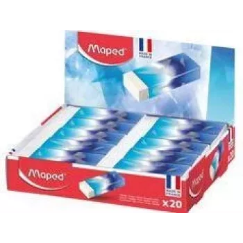 Maped ARCTIC goma de borrar de plástico, blanca, caja expositora de 20, sin ftalatos ni PVC 116125