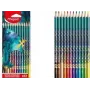 Maped DRAGON lápices de colores triangulares, 12 colores surtidos, mina blanda irrompible, estuche de cartón con motivo de dragón 862234