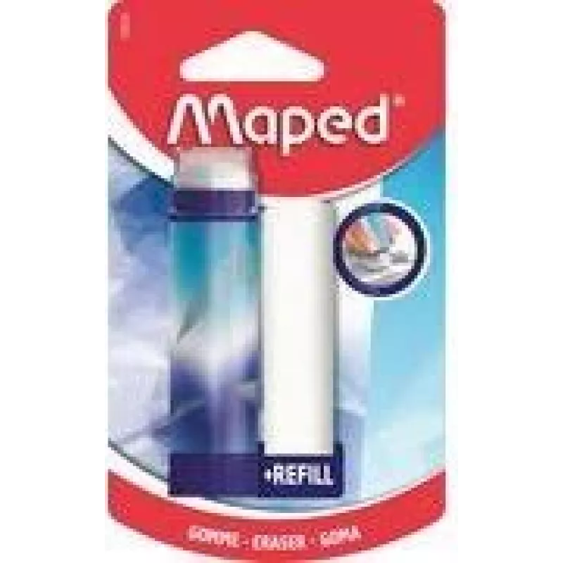 Maped ARCTIC goma de borrar con mecanismo giratorio y recambio, estilo lápiz de labios, blanca, 1 set (2 gomas de borrar) 152026