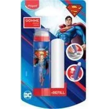 Maped Superman goma de borrar de plástico con recambio, estilo lápiz de labios mecanismo giratorio, blíster 152033