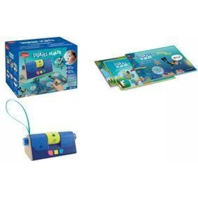 Maped Creativ Stories Maker - Cuentacuentos interactivo, graba y reproduce historias de audio personalizadas, incl. 10 tarjetas de personajes y 10 de escenarios, a pilas, multicolor (907078)