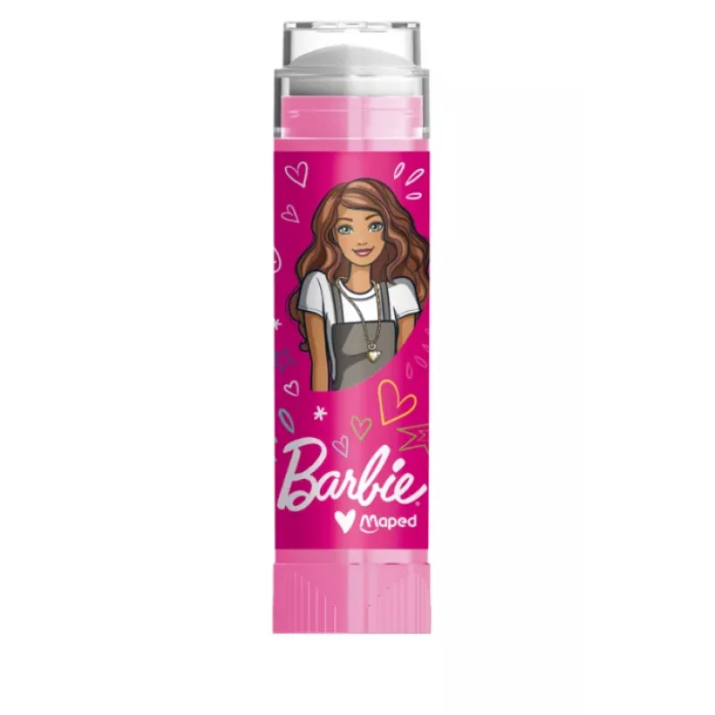 Goma de borrar de plástico Maped Barbie con recambio, formato pintalabios, sistema giratorio retráctil, 1 set 152013