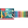 Ceras triangulares jumbo Maped Jungle Fever, 12 colores distintos, motivos de animales, estuche de cartón, a partir de 1 año