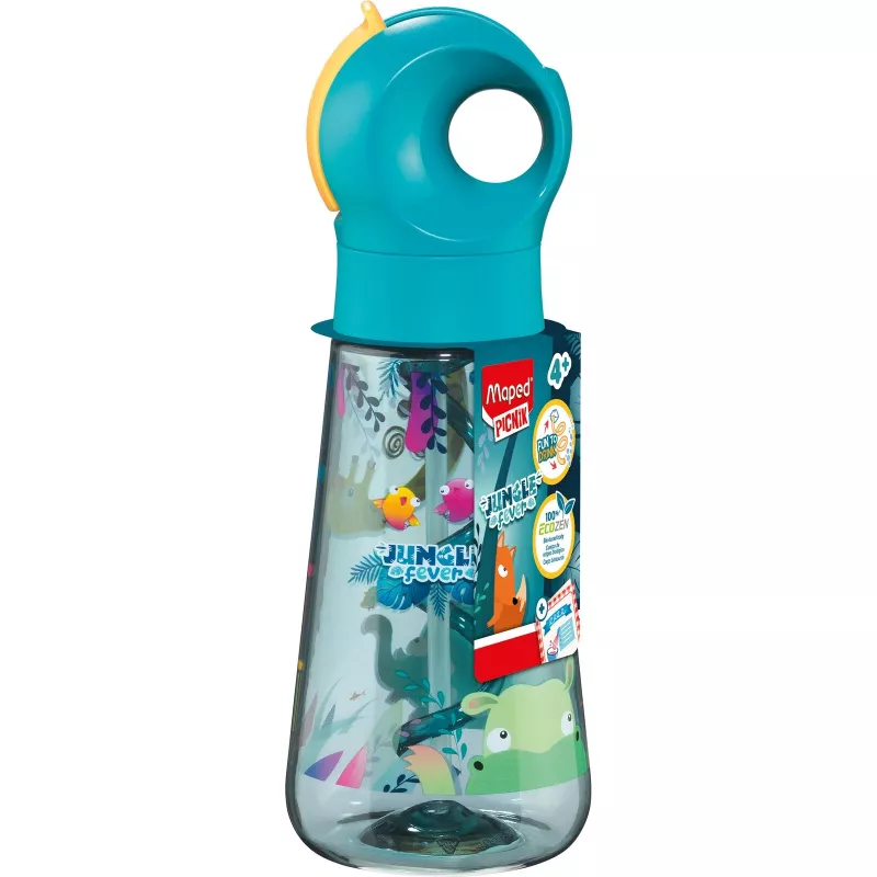 Botella Maped PICNIK JUNGLE FEVER, 0,5 L, turquesa, Ecozen con pajita 873199