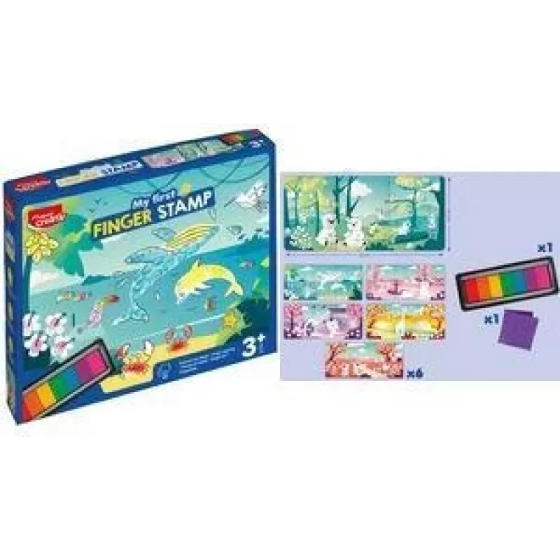 Set de tampones para dedos Maped Creativ My First, 8 piezas, almohadilla con 7 colores para dedos, a partir de 3 años 906903