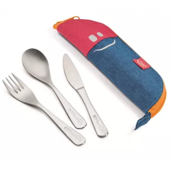 Set de cubiertos Maped PICNIK CONCEPT KIDS con estuche rosa, acero inoxidable, apto para niños, 3 piezas 878001